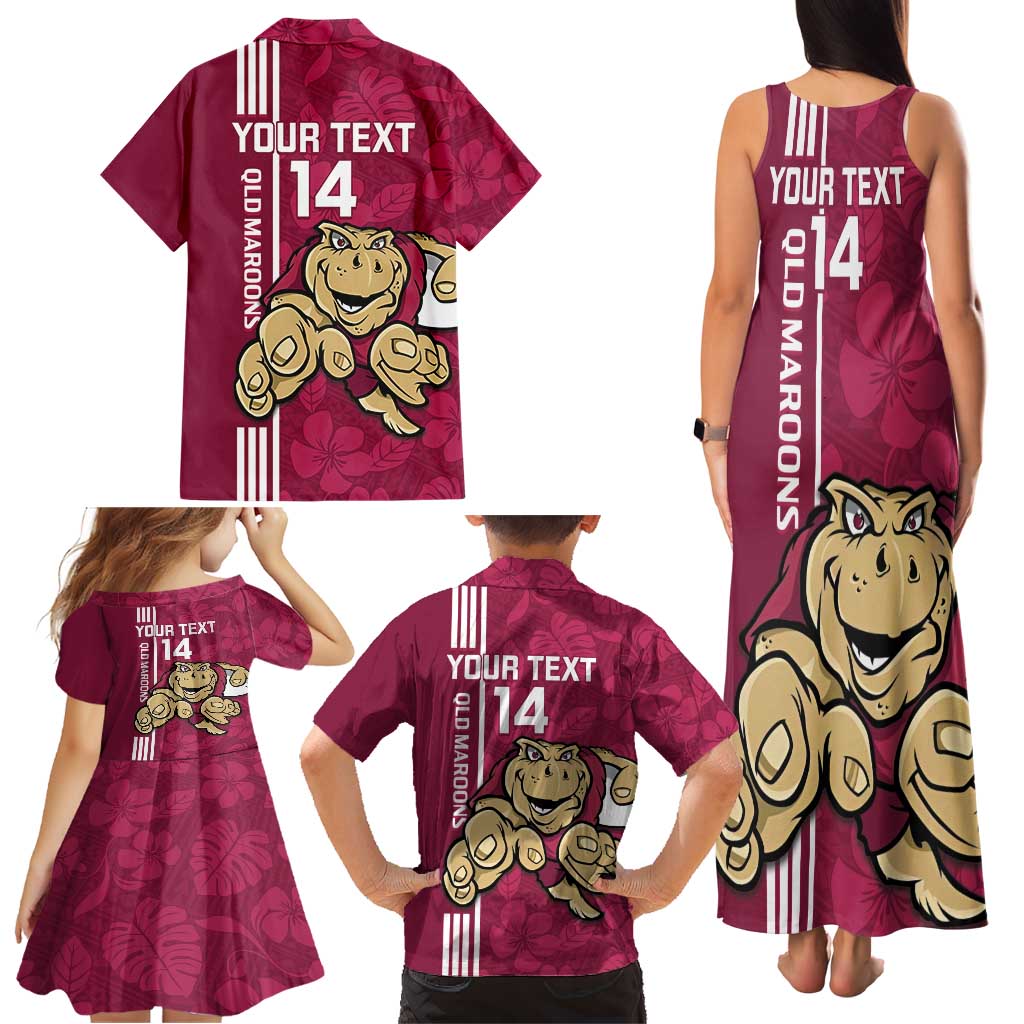 Custom QLD Maroons Rugby Family Matching Tank Maxi Dress and Hawaiian Shirt Cane Toads Polynesian Pattern Tropical Vibes