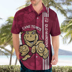 Custom QLD Maroons Rugby Hawaiian Shirt Cane Toads Polynesian Pattern Tropical Vibes