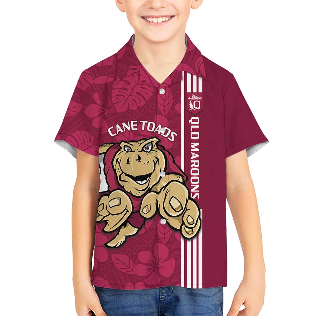 Custom QLD Maroons Rugby Hawaiian Shirt Cane Toads Polynesian Pattern Tropical Vibes