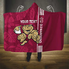 Custom QLD Maroons Rugby Hooded Blanket Cane Toads Polynesian Pattern Tropical Vibes