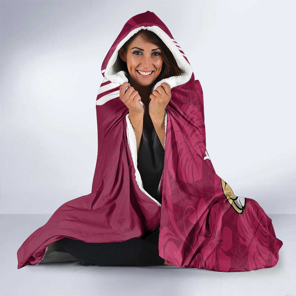 Custom QLD Maroons Rugby Hooded Blanket Cane Toads Polynesian Pattern Tropical Vibes