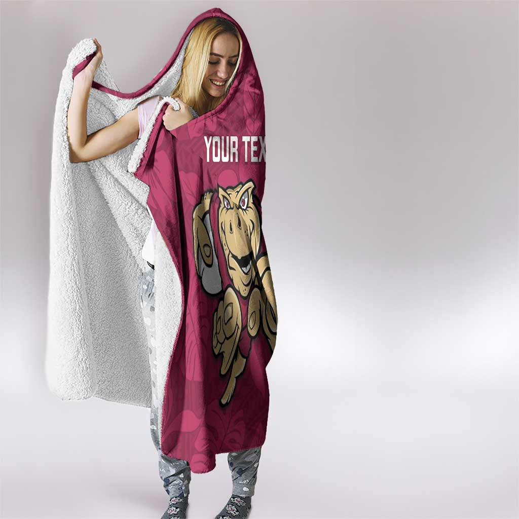 Custom QLD Maroons Rugby Hooded Blanket Cane Toads Polynesian Pattern Tropical Vibes