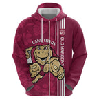 Custom QLD Maroons Rugby Hoodie Cane Toads Polynesian Pattern Tropical Vibes