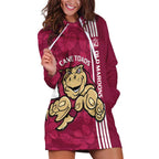 Custom QLD Maroons Rugby Hoodie Dress Cane Toads Polynesian Pattern Tropical Vibes