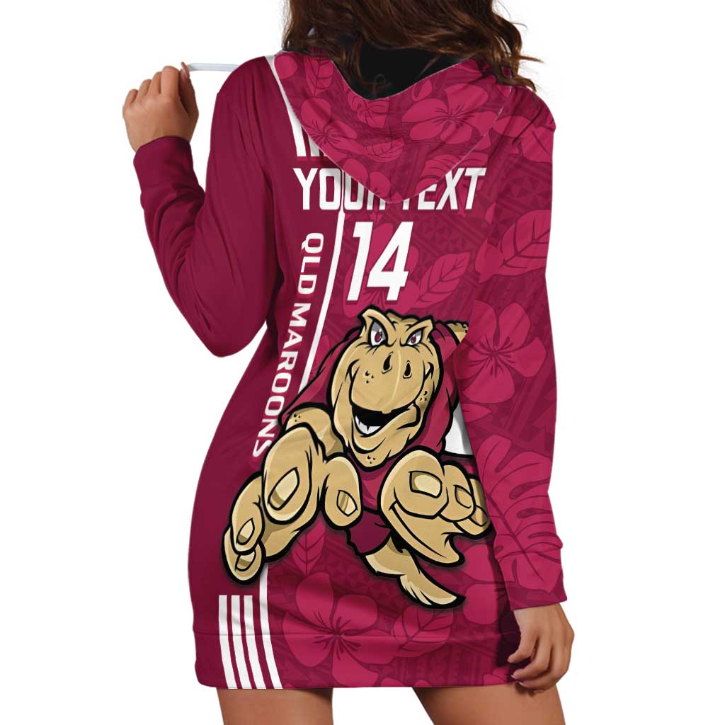 Custom QLD Maroons Rugby Hoodie Dress Cane Toads Polynesian Pattern Tropical Vibes