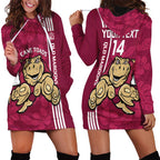 Custom QLD Maroons Rugby Hoodie Dress Cane Toads Polynesian Pattern Tropical Vibes