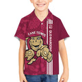 Custom QLD Maroons Rugby Kid Hawaiian Shirt Cane Toads Polynesian Pattern Tropical Vibes