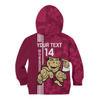 Custom QLD Maroons Rugby Kid Hoodie Cane Toads Polynesian Pattern Tropical Vibes