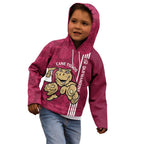 Custom QLD Maroons Rugby Kid Hoodie Cane Toads Polynesian Pattern Tropical Vibes