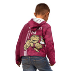 Custom QLD Maroons Rugby Kid Hoodie Cane Toads Polynesian Pattern Tropical Vibes