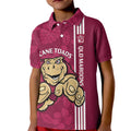 Custom QLD Maroons Rugby Kid Polo Shirt Cane Toads Polynesian Pattern Tropical Vibes
