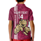 Custom QLD Maroons Rugby Kid Polo Shirt Cane Toads Polynesian Pattern Tropical Vibes
