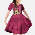 Custom QLD Maroons Rugby Kid Short Sleeve Dress Cane Toads Polynesian Pattern Tropical Vibes