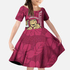 Custom QLD Maroons Rugby Kid Short Sleeve Dress Cane Toads Polynesian Pattern Tropical Vibes