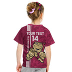 Custom QLD Maroons Rugby Kid T Shirt Cane Toads Polynesian Pattern Tropical Vibes