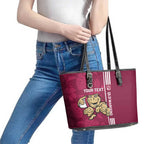 Custom QLD Maroons Rugby Leather Tote Bag Cane Toads Polynesian Pattern Tropical Vibes
