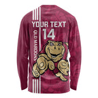 Custom QLD Maroons Rugby Long Sleeve Shirt Cane Toads Polynesian Pattern Tropical Vibes