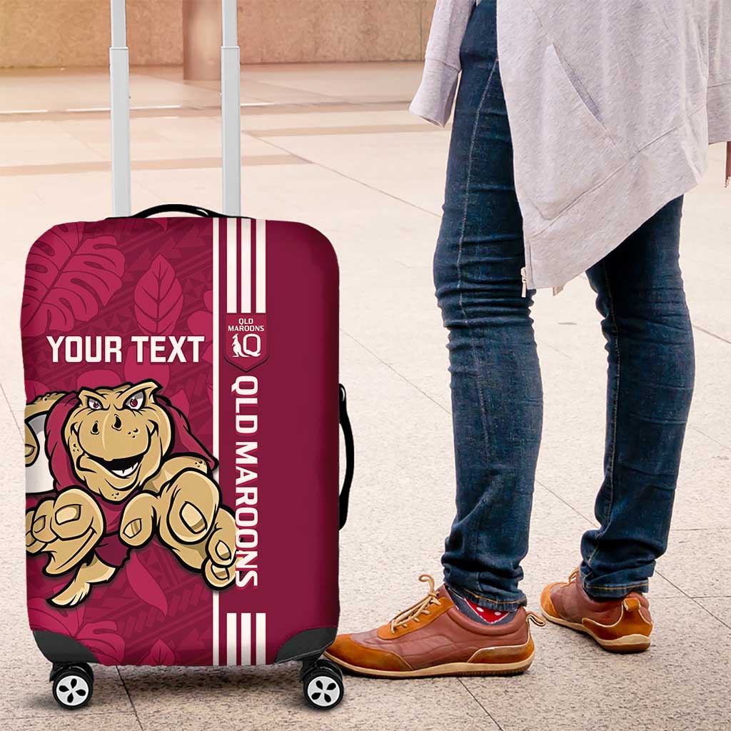 Custom QLD Maroons Rugby Luggage Cover Cane Toads Polynesian Pattern Tropical Vibes
