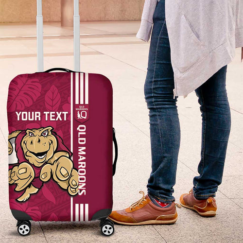 Custom QLD Maroons Rugby Luggage Cover Cane Toads Polynesian Pattern Tropical Vibes