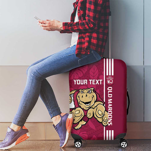Custom QLD Maroons Rugby Luggage Cover Cane Toads Polynesian Pattern Tropical Vibes