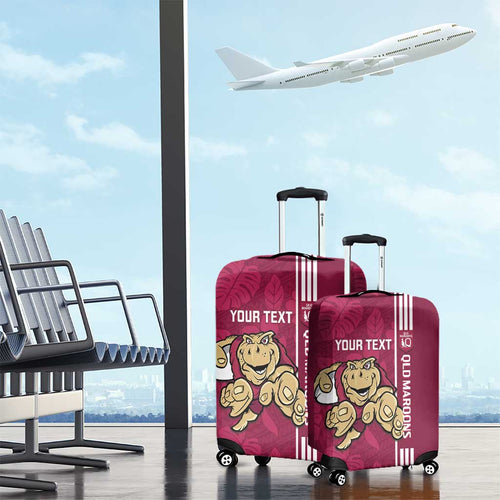 Custom QLD Maroons Rugby Luggage Cover Cane Toads Polynesian Pattern Tropical Vibes