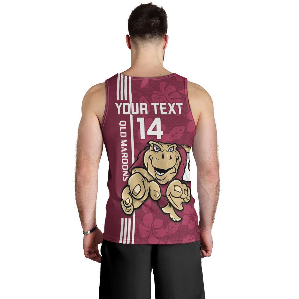 Custom QLD Maroons Rugby Men Tank Top Cane Toads Polynesian Pattern Tropical Vibes