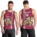 Custom QLD Maroons Rugby Men Tank Top Cane Toads Polynesian Pattern Tropical Vibes