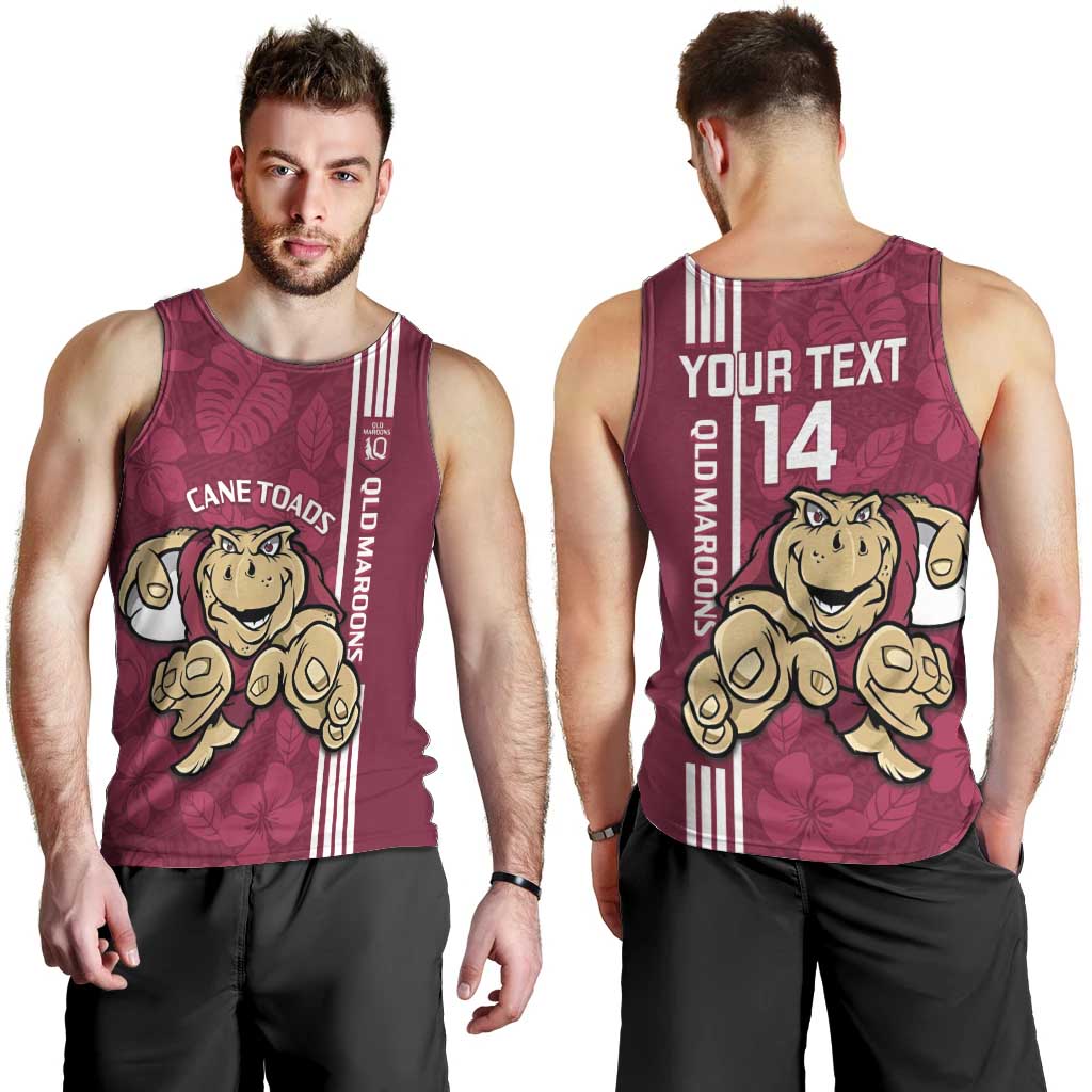 Custom QLD Maroons Rugby Men Tank Top Cane Toads Polynesian Pattern Tropical Vibes