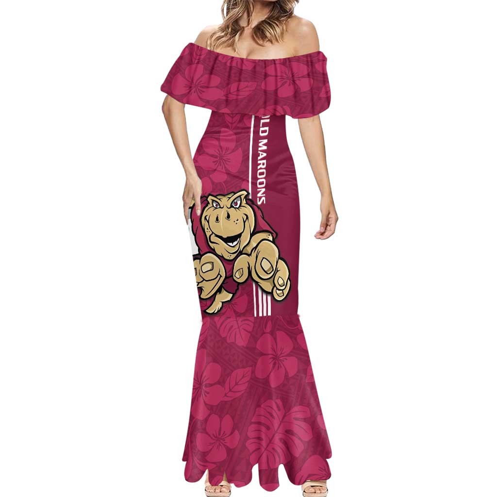 Custom QLD Maroons Rugby Mermaid Dress Cane Toads Polynesian Pattern Tropical Vibes