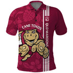 Custom QLD Maroons Rugby Polo Shirt Cane Toads Polynesian Pattern Tropical Vibes