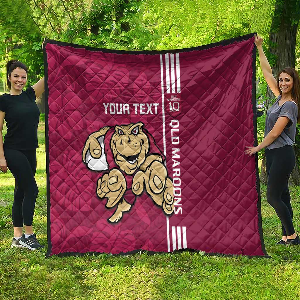 Custom QLD Maroons Rugby Quilt Cane Toads Polynesian Pattern Tropical Vibes