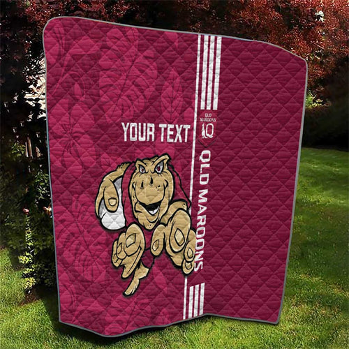 Custom QLD Maroons Rugby Quilt Cane Toads Polynesian Pattern Tropical Vibes