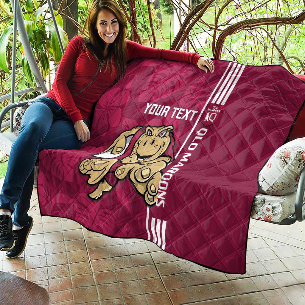 Custom QLD Maroons Rugby Quilt Cane Toads Polynesian Pattern Tropical Vibes