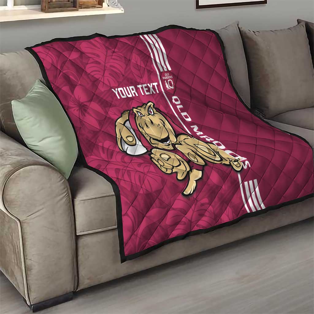 Custom QLD Maroons Rugby Quilt Cane Toads Polynesian Pattern Tropical Vibes