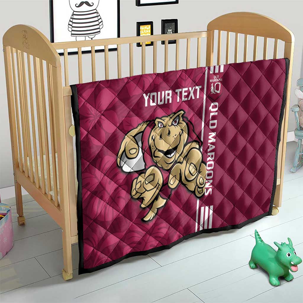 Custom QLD Maroons Rugby Quilt Cane Toads Polynesian Pattern Tropical Vibes