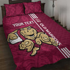 Custom QLD Maroons Rugby Quilt Bed Set Cane Toads Polynesian Pattern Tropical Vibes