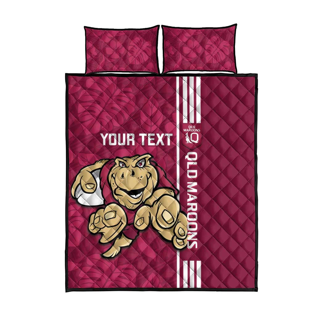 Custom QLD Maroons Rugby Quilt Bed Set Cane Toads Polynesian Pattern Tropical Vibes