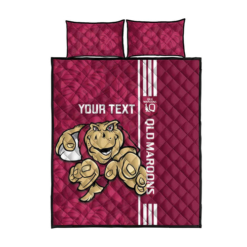 Custom QLD Maroons Rugby Quilt Bed Set Cane Toads Polynesian Pattern Tropical Vibes
