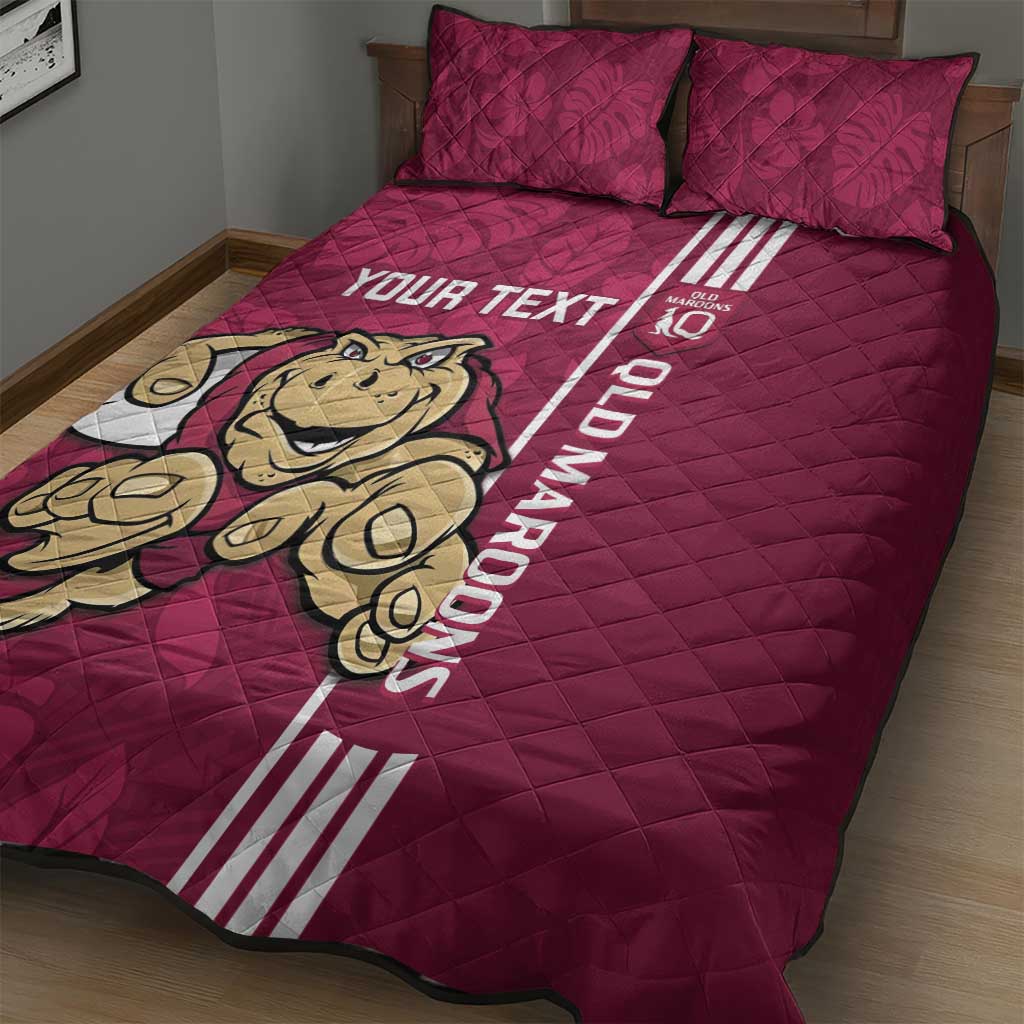 Custom QLD Maroons Rugby Quilt Bed Set Cane Toads Polynesian Pattern Tropical Vibes