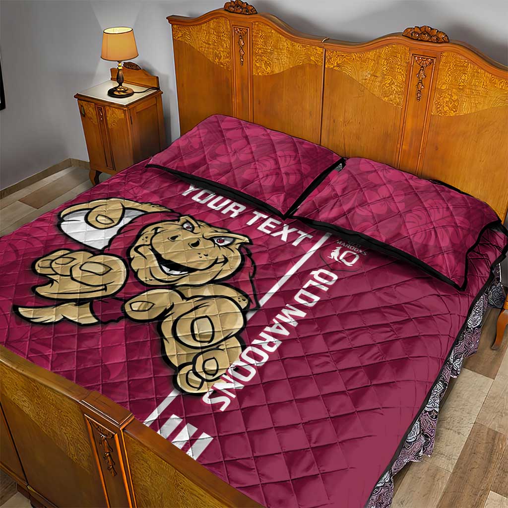 Custom QLD Maroons Rugby Quilt Bed Set Cane Toads Polynesian Pattern Tropical Vibes