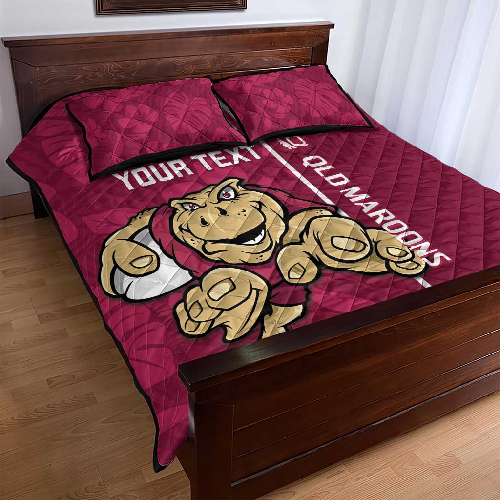 Custom QLD Maroons Rugby Quilt Bed Set Cane Toads Polynesian Pattern Tropical Vibes