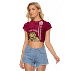 Custom QLD Maroons Rugby Raglan Cropped T Shirt Cane Toads Polynesian Pattern Tropical Vibes
