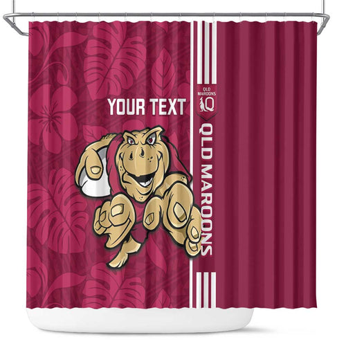 Custom QLD Maroons Rugby Shower Curtain Cane Toads Polynesian Pattern Tropical Vibes