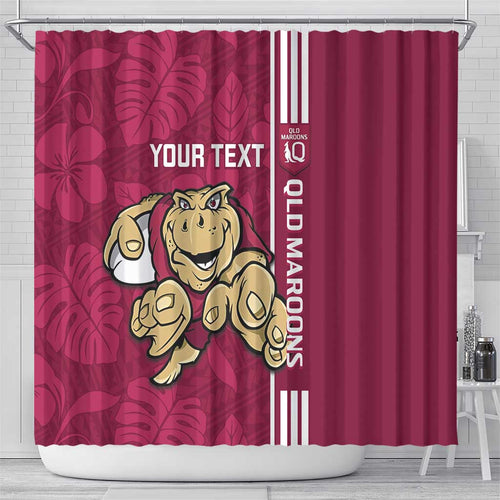 Custom QLD Maroons Rugby Shower Curtain Cane Toads Polynesian Pattern Tropical Vibes