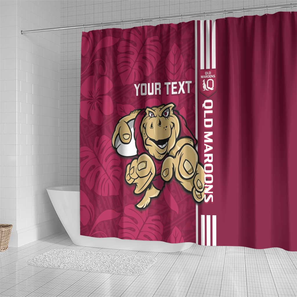 Custom QLD Maroons Rugby Shower Curtain Cane Toads Polynesian Pattern Tropical Vibes