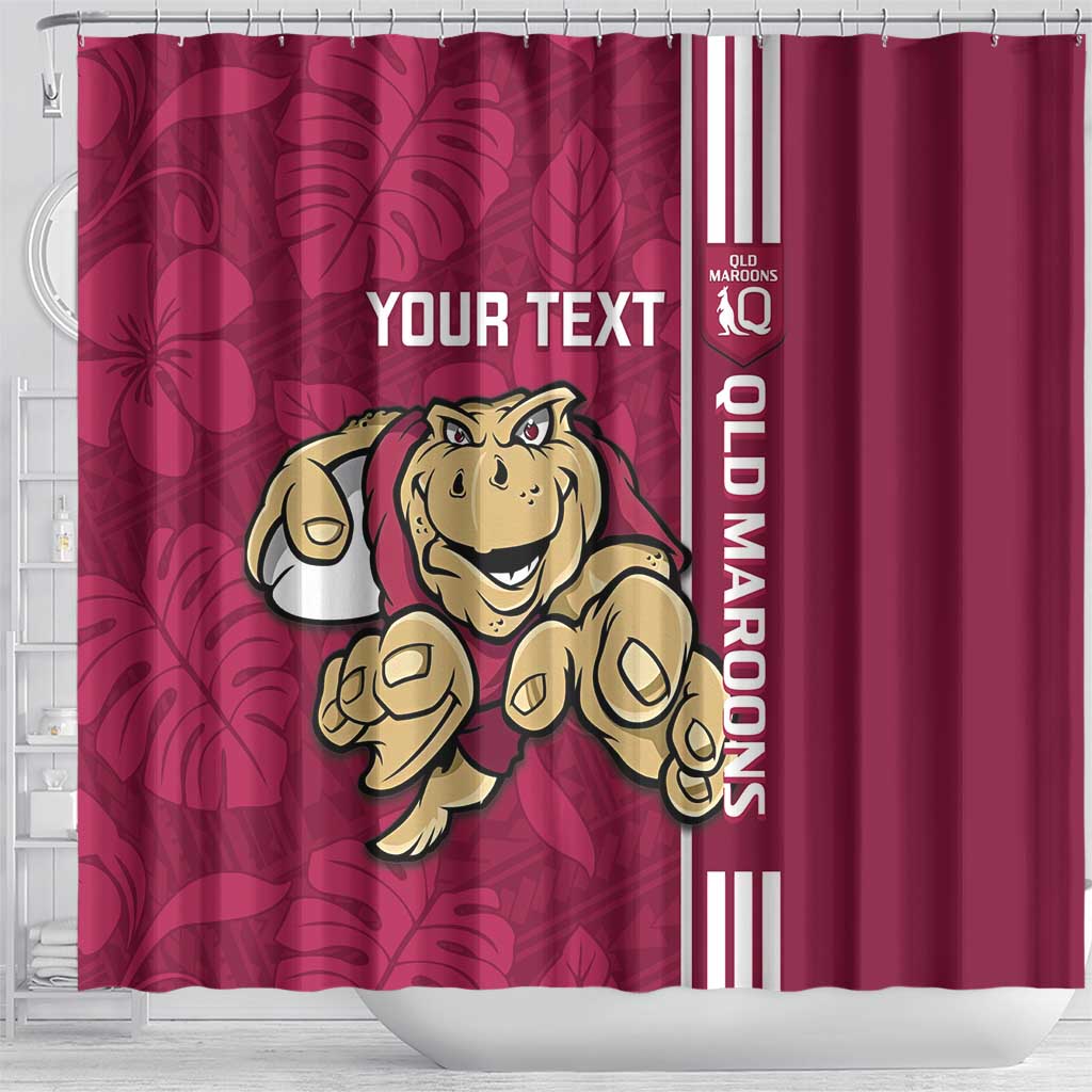 Custom QLD Maroons Rugby Shower Curtain Cane Toads Polynesian Pattern Tropical Vibes