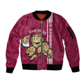 Custom QLD Maroons Rugby Sleeve Zip Bomber Jacket Cane Toads Polynesian Pattern Tropical Vibes