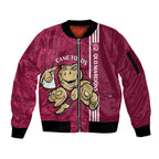 Custom QLD Maroons Rugby Sleeve Zip Bomber Jacket Cane Toads Polynesian Pattern Tropical Vibes