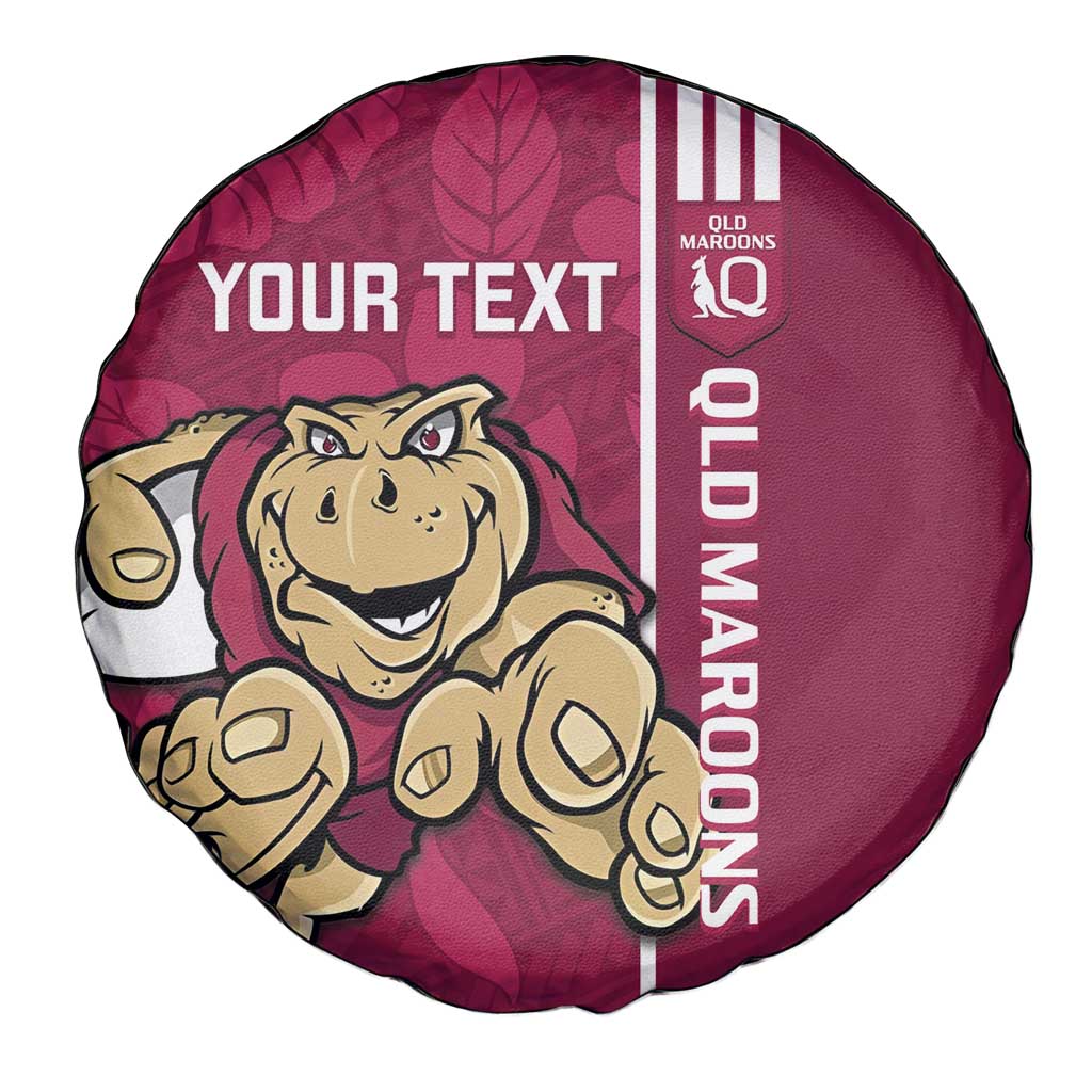 Custom QLD Maroons Rugby Spare Tire Cover Cane Toads Polynesian Pattern Tropical Vibes