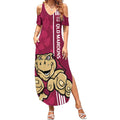Custom QLD Maroons Rugby Summer Maxi Dress Cane Toads Polynesian Pattern Tropical Vibes